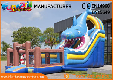 Giant Animal Shark Inflatable Dry Slide For Entertainment / Blow Up Bouncer