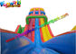 Colorful 3 Lanes Outdoor Inflatable Wet Slides / Big Water Slide for Kids With 18' H Platform