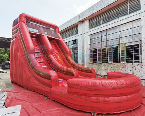 Red Bouncy Castle Bounce House สไลด์น้ำทำให้พองกลางแจ้ง Multi Color