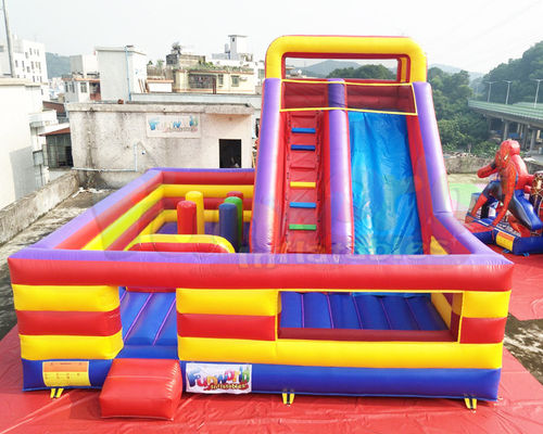 0.55mm PVC Inflatable Amusement Park ผู้ใหญ่ Bouncy Castle Slides